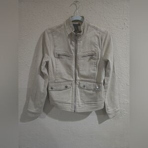 Ralph Lauren Jeans Women's Size 8 Moto Jacket Tan Denim Cotton Elastane Full Zip